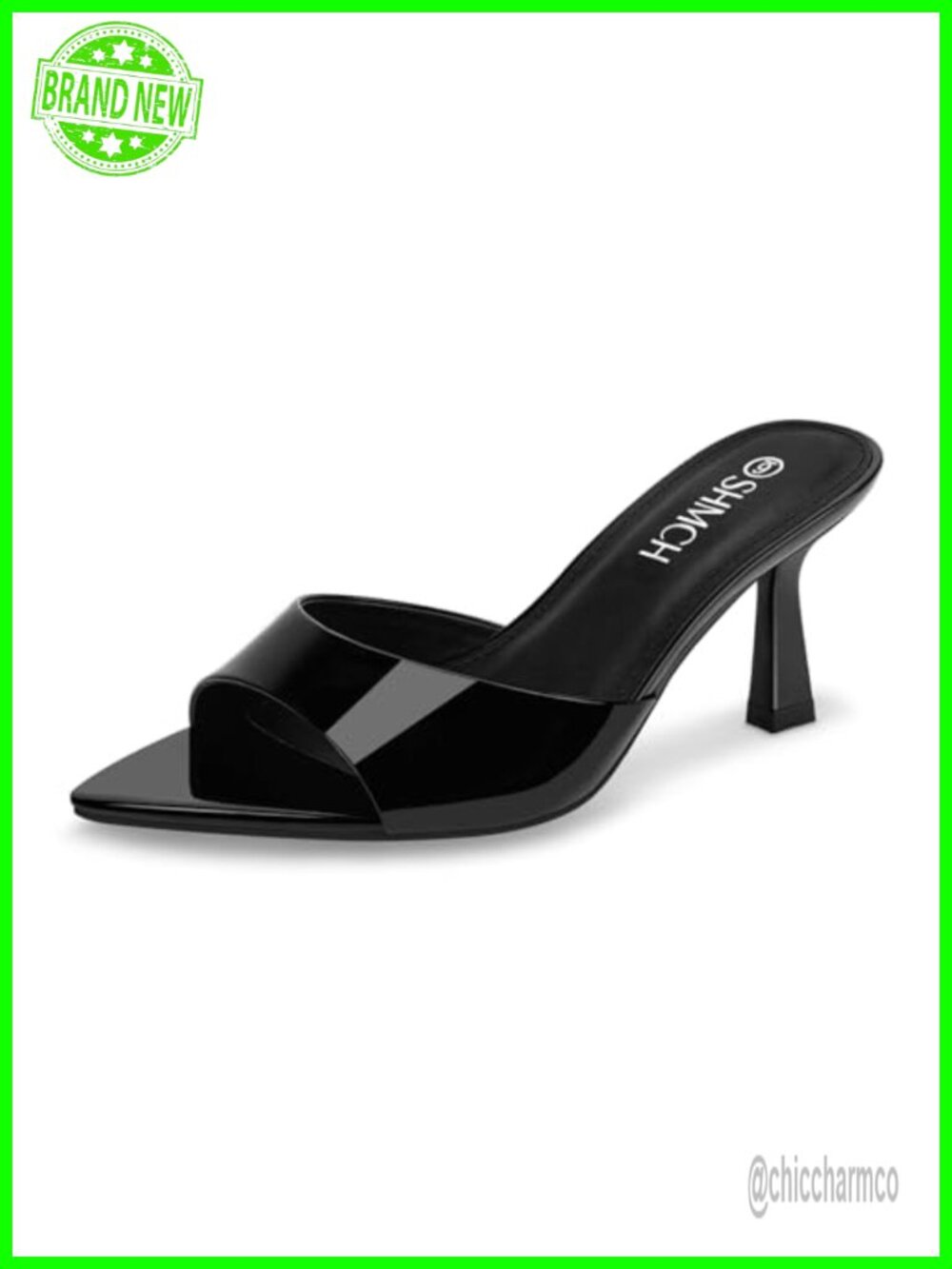 Women's Pointed Toe Mule Sandal Heels - Slip On Kitten Heel Dress Sandals,